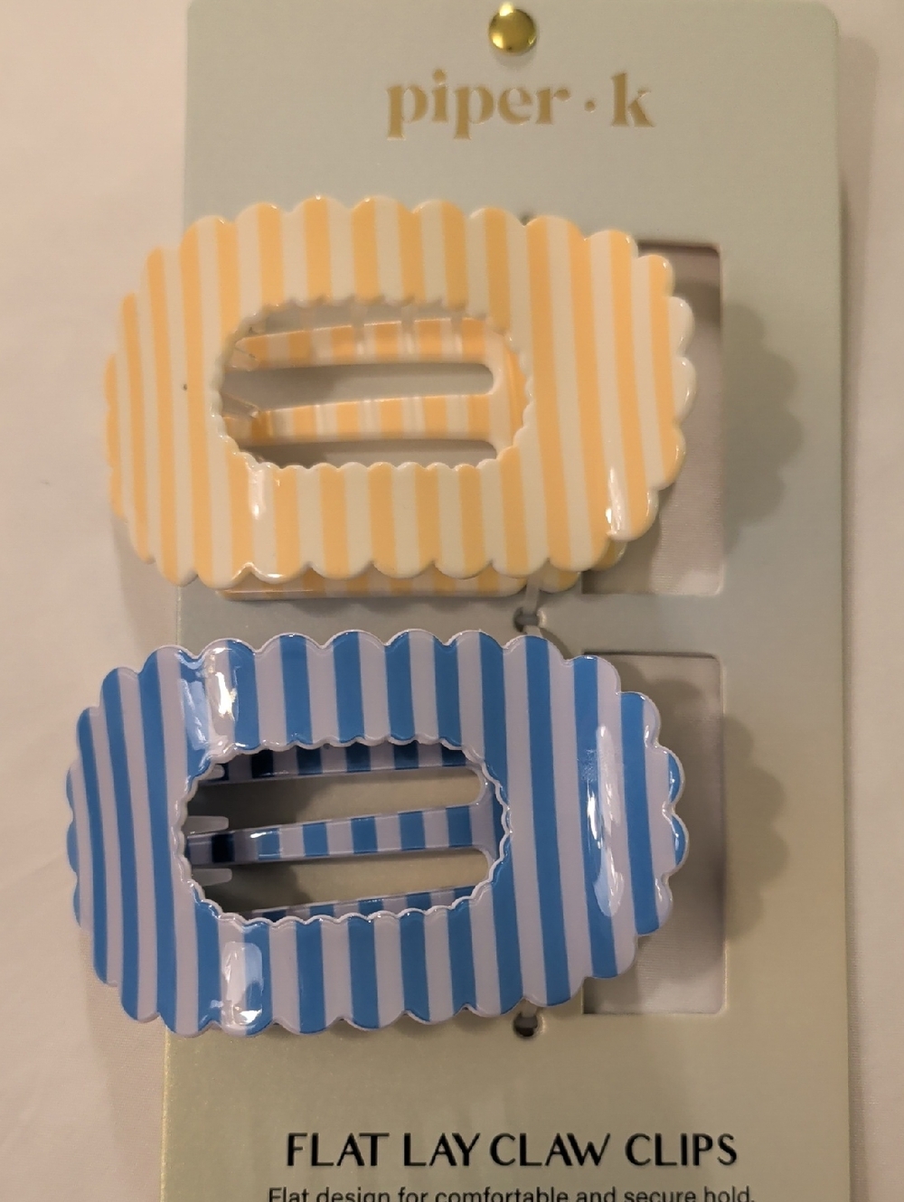 Piper Striped Yellow and Blue Flat Lay Claw Clip Duo